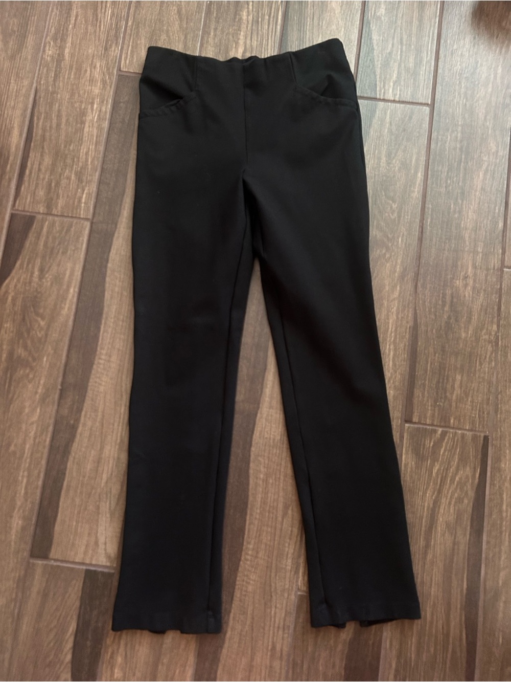 Anthropologie Maeve Pull On Slit-Back High Waisted Ponte Pants in Black Sz M